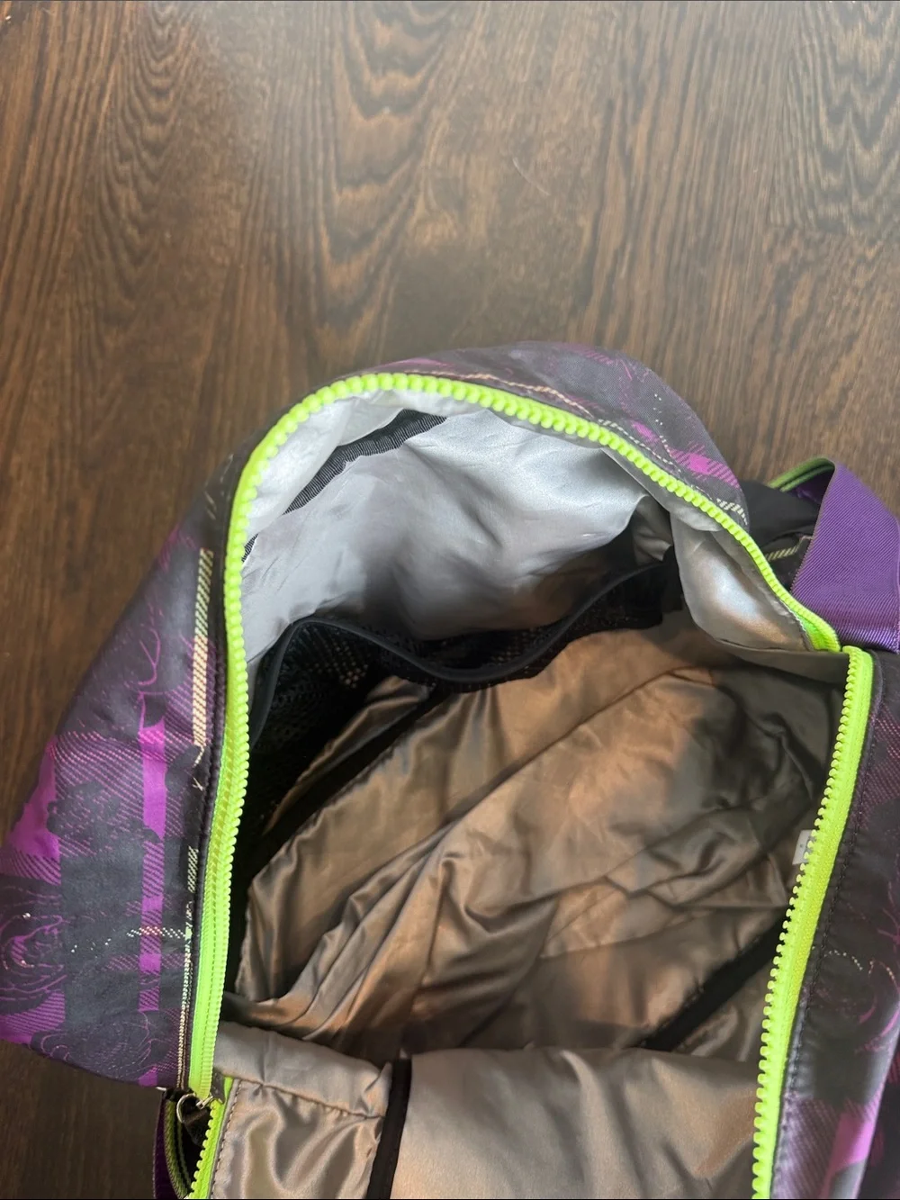 Ivivva Purple and Black Floral Crossbody with Lime Trim dance bag duffle bag